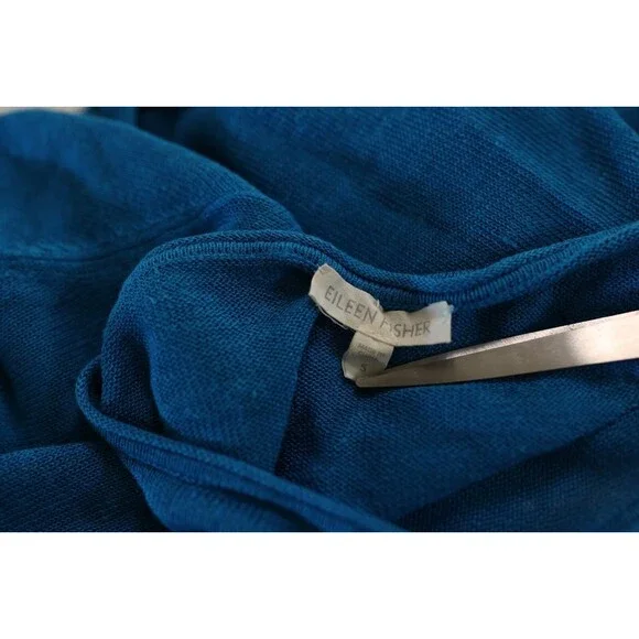 Eileen Fisher Top Sweater Women Size S Royal Blue 100% Organic Linen Round Neck - Picture 5 of 9